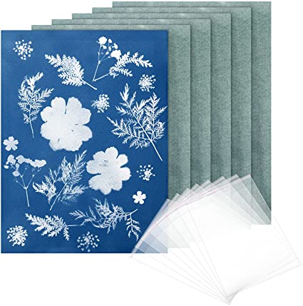 15 Sheet Cyanotype Paper, Solar Drawing Paper and 15 Pouch Self Adhesive Sealing Plastic Bags for Kids and Adults to Arts, Crafts, DIY Projects (White)