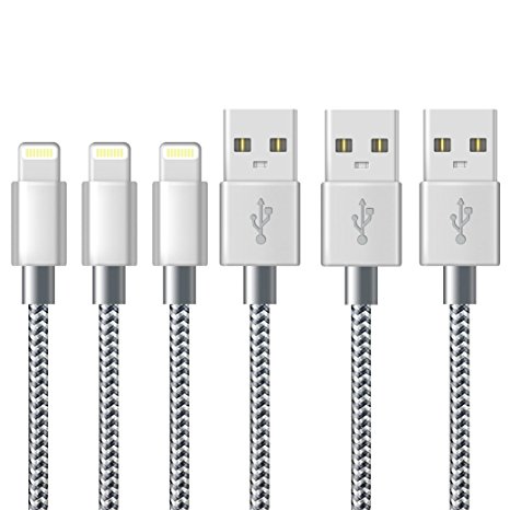 iPhone Charger Cable Lightning Cable Marktol (3FT-3Pack,Grey) Fast Sync Charger USB Cable Nylon Braided Cord for iPhone 8/X 7/7 Plus/6/6s/6 Plus/6s Plus,5c/5s/5/SE,iPad Pro/Air/mini,iPod and more (3ft-3pack)