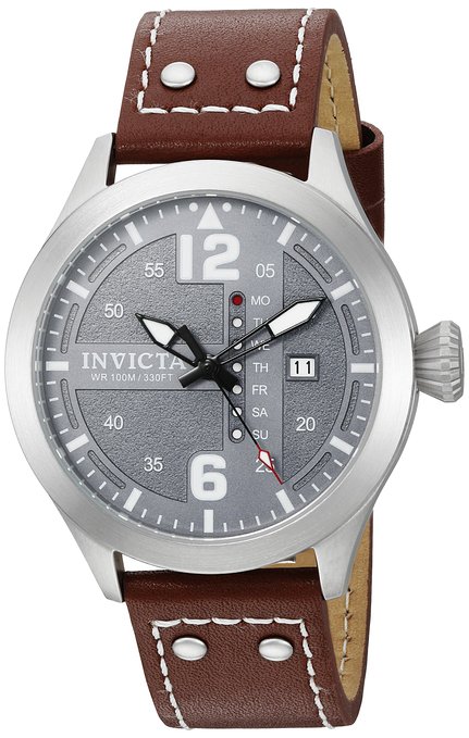 Invicta Men's 'I-Force' Quartz Stainless Steel and Brown Leather Casual Watch (Model: 22182)