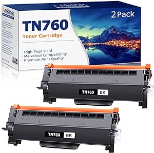 Ankink Compatible Toner Cartridge Replacement for Brother TN760 TN730 (Black,2 Pack) TN-760 730 to Use with HL-L2350DW HL-L2395DW HL-L2390DW HL-L2370DW MFC-L2750DW MFC-L2710DW MFC-L2730DW DCP-L2550DW