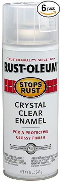 Rust-Oleum 7701830 Gloss Crystal Clear Stops Rust Spray Paint, Enamel, 12 Fl. Oz. Aerosol Can (Pack of 6)