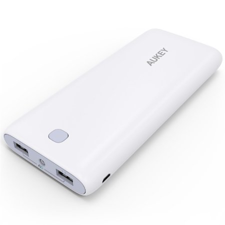 Aukey 20000mAh Portable External Battery Charger Power Bank with AIPower Tech for Apple iPad iPhone Samsung Google Nexus LG HTC Motorola and other USB Powered Devices White