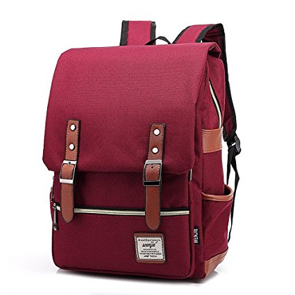 Unisex Professional Slim Business Laptop Backpack, Feskin Fashion Casual Durable Travel Rucksack Daypack (Waterproof Dustproof) with Tear Resistant Design for Macbook, Tablet - Wine Red