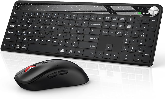 Wireless Keyboard and Mouse Combo, J JOYACCESS 2.4G USB, Quiet Typing, Numpad, Volume Knob, Easy Switch Between Windows and Mac OS System,Compatible with Most OS/PC/Window/Mac- Black