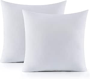 Sweet Home Collection Set-Cushion Inserts for Decorative Throw Covers Soft & Supportive Pillows for Couch, Sofa, Bed, or Chair, 2 Pack - 18" x 18", White 2 Count