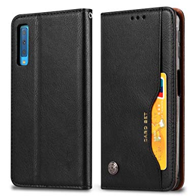 Buluby Flip Case for Samsung Galaxy A50, Premium PU Leather Wallet Cell Phone Case Cover, Kickstand with Credit Card Holder Phone Case (Black)