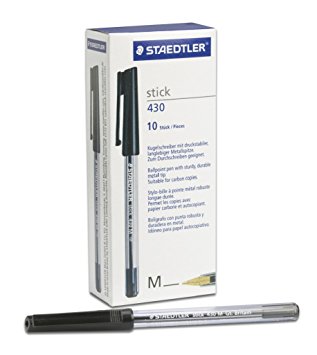 STAEDTLER STICK BPEN MED BLACK 430-M9