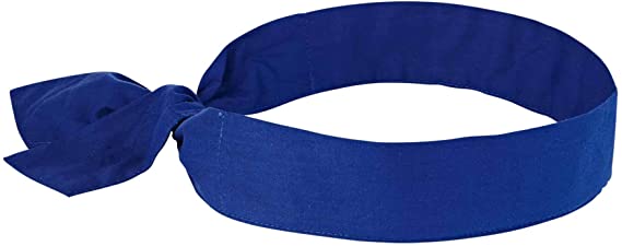 Ergodyne Chill Its 6700 Cooling Bandana, Evaporative Polymer Crystals for Cooling Relief, Tie for Adjustable Fit, Blue