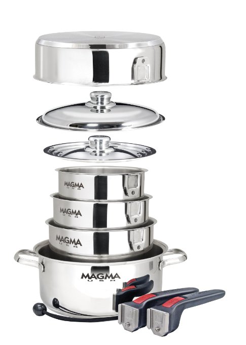 Magma 10 Piece Gourmet Nesting Stainless Steel Cookware Set