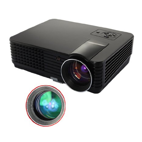 DBPOWER New Multifunction Hd Home Theater Projector 1024*600 Native Resolution,2000 lumens Support 1080P, with 2 HDMI,2 USB,AV,VGA inputs for Small-room Meeting, Movie Party, Football Night, TV, Game Consoles, TV, DVD, PC, Laptop, Media Player, Home Cinema, PS, Xbox, WII