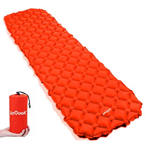 Sleeping Pad, ieGeek Lightweight Inflatable Camping Mat Self Inflating Air Pad Waterproof Sleeping Mat for Backpacking/Travel/Hiking - XL Size Portable Mattress with Packing Bag Comfortable Air Cells