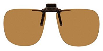 Polarized Bronze Metal Clip On Flip Up Brown Sunglass Lenses, Large Square, 64mm Wide X 56mm High, 147mm Wide with Bridge