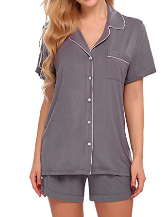 Ekouaer Pajamas Women's Short Sleeve Sleepwear Soft PJ Set XS-XXL