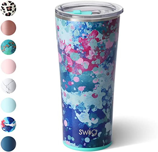 Swig Life 22oz Triple Insulated Stainless Steel Skinny Tumbler with Lid, Dishwasher Safe, Double Wall, and Vacuum Sealed Travel Coffee Tumbler in Artist Speckle Pattern (Multiple Patterns Available)