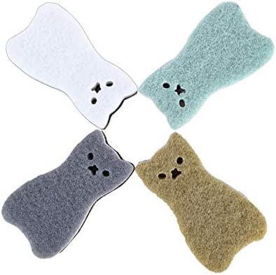 Kitchen Scrub Sponges Non-Scratch Multi-Use Heavy Duty Scrub Sponge for Dishes Pots and Pans Three-Layer Cat Shape Cleaning Sponge（4pack） (cat)
