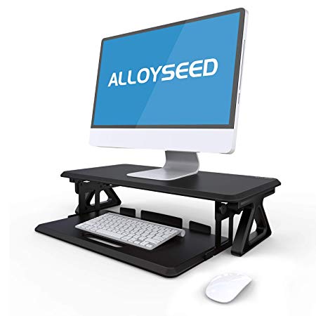 Alloyseed Monitor Stand Riser with Smooth in and Out Keyboard Tray, Laptop Computer Screen Desk Shelf for TV Printer 24.8" x 11.8" Desktop Organizer and Ergonomic Benefit