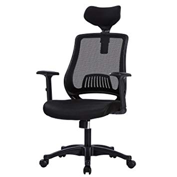 LIANFENG High Back Ergonomic Office Chair - Mesh Computer Desk Task Chair with Adjustable Headrest and Armrests, Built-in Lumbar Support, Black