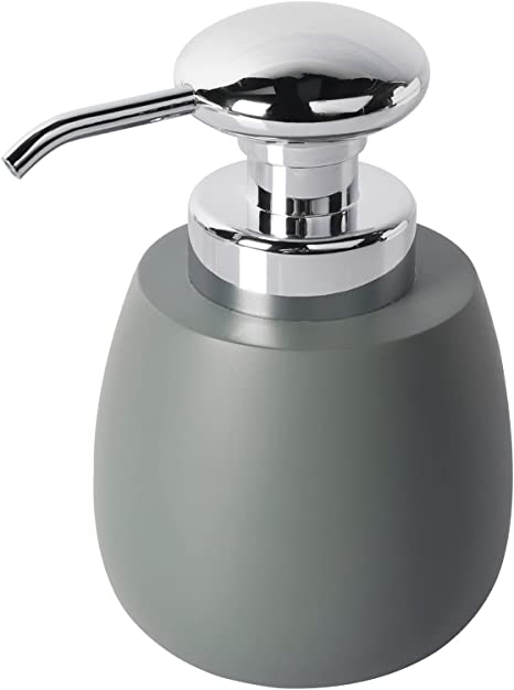 Topsky Resin Soap Dispenser with Big Plastic Pump Easily Operated with Just One Hand Rustproof Pump for Kitchen & Bathroom, Great for Lotions, Essential Oil, Liquid Soaps 350ml Dark Grey