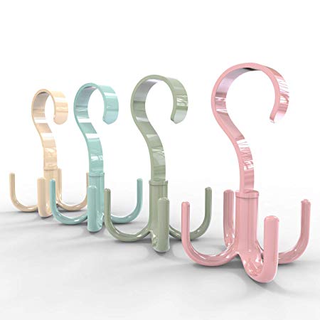 DarkEagle Belt Hangers for Closet, 360 Degree Rotating Scarf Tie Rack 4 Colors, Handy and Sturdy (4-Pack)