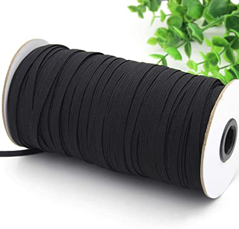 100Yards Length 1/4 Inch Elastic String Cord Heavy Stretch High Elasticity Knit Elastic Band for Sewing Craft DIY 6mm (Black)