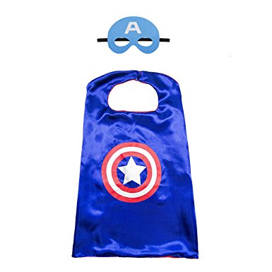 Kiddo Care 1 set of Captain America superhero costume, mask, cape, satin (Boys)