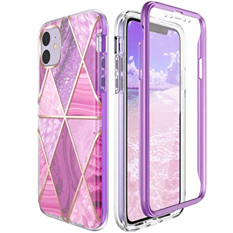 Miracase Compatible with iPhone 11 Case(2019 Release,6.1 Inch) with Built-in Screen Protector, Full Body Protective Shock-Absorption Bumper Cover Case for Apple iPhone 11, Purple