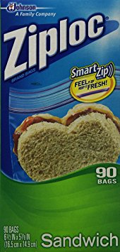 Ziploc Sandwich Bag Value Pack- 90 count (Pack of 3)