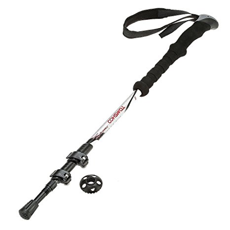 TOMSHOO Walking Stick Trekking Pole Carbon Fiber Lightweight Adjustable Telescopic Hiking Stick 3 Section