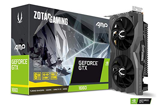 ZOTAC Gaming GeForce GTX 1660 AMP 6GB GDDR5 192-bit Gaming Graphics Card, Super Compact, IceStorm 2.0 Cooling, Wraparound Metal Backplate - ZT-T16600D-10M