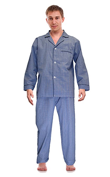 Robes King RK Classical Sleepwear Men’s Broadcloth Woven Pajama Set,