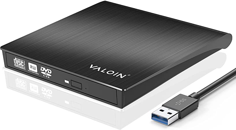 Valoinus External CD Drive, USB 3.0 Portable CD/DVD  /-RW Drive Slim DVD/CD ROM Rewriter Burner Compatible with Laptop Desktop PC Windows Linux OS Apple Mac