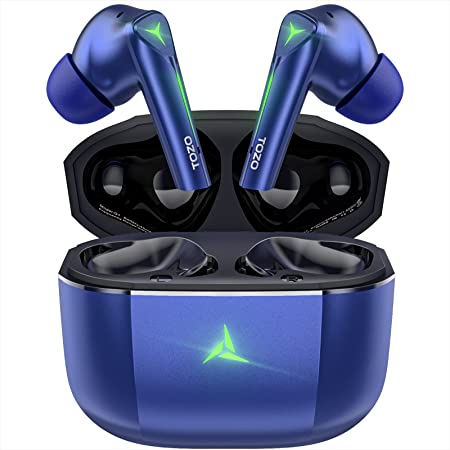 TOZO G1 Wireless Earbuds Bluetooth Gaming Headphones with Microphone High Sensitivity in-Ear Headset with Game/Music Mode Breathing Light and 45ms Ultra Low-Latency Specially Designed for Gaming,Blue