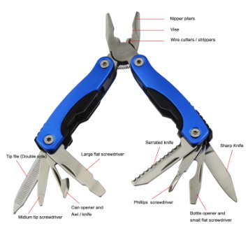 Rose Kuli 7quot Portable Stainless Steel Multipurpose Tool Multifunctional Knife Axe with Hammer Plier