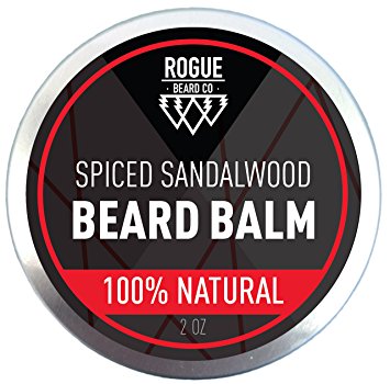 100% NATURAL Beard Balm Spiced Sandalwood Leave In Conditioner with Natural Oils for Moustache Grooming and Beard Growing for Men - Best Beard Oil Balm - 2 Oz