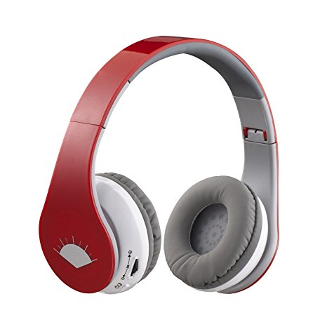 SUNG-LL Music Stereo Wireless Bluetooth Over Ear Headphones with Mic(Red)