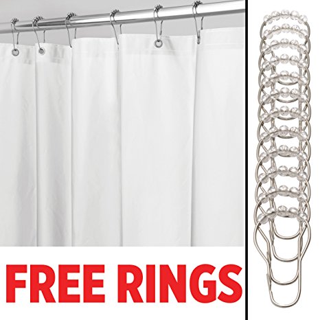mDesign Mildew-Resistant EVA 5.5-Gauge Shower Curtain Liner with 18 Rings, 108" x 72" - Extra Wide, Frost