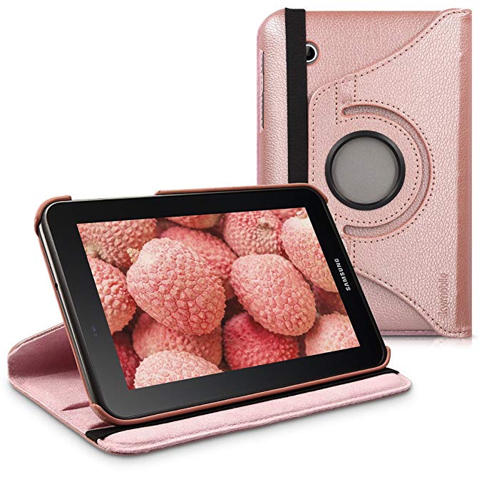 kwmobile 360° Case for Samsung Galaxy Tab 2 7.0 P3110 / P3100 - PU Leather Protective Tablet Cover with Stand Function - Rose Gold