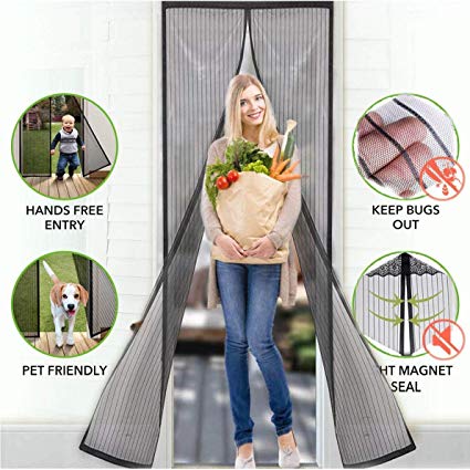 gfhjhrtyh Magnetic Screen Doors New 2018 Patent Pending Design Full Frame Velcro and Fiberglass Mesh Polyester This Instantly Retractable Bug Screen. (Fits Doors up to 36 x 82-inch) (36-82)