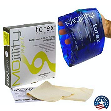 Torex Professional Hot and Cold Therapy - Roll-On Compression Sleeve (Medium) - Reusable Gel Ice Pack for Calf, Knee, and Thigh - fits 10" to 15"