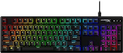 HyperX Alloy Origins PBT- PBT Keycaps, RGB, HyperX Mechanical Switches (Blue), Compact, Durable Aluminum Body, Customizable with HyperX NGENUITY Software, Onboard Memory