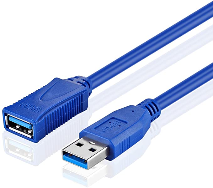 TNP USB 3.0 Extension Cable (6 Feet) - Superspeed USB 3.0 Type A Male to Female Extender M/F Bi-Directional Connector Adapter Wire Cord Plug Jack for Data Transfer Sync & Charge - Blue