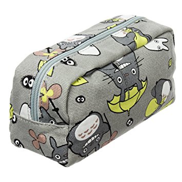 My Neighbor Totoro Cartoon Canvas Pencil Case Cosmetic Makeup Bag Pouch (Green)