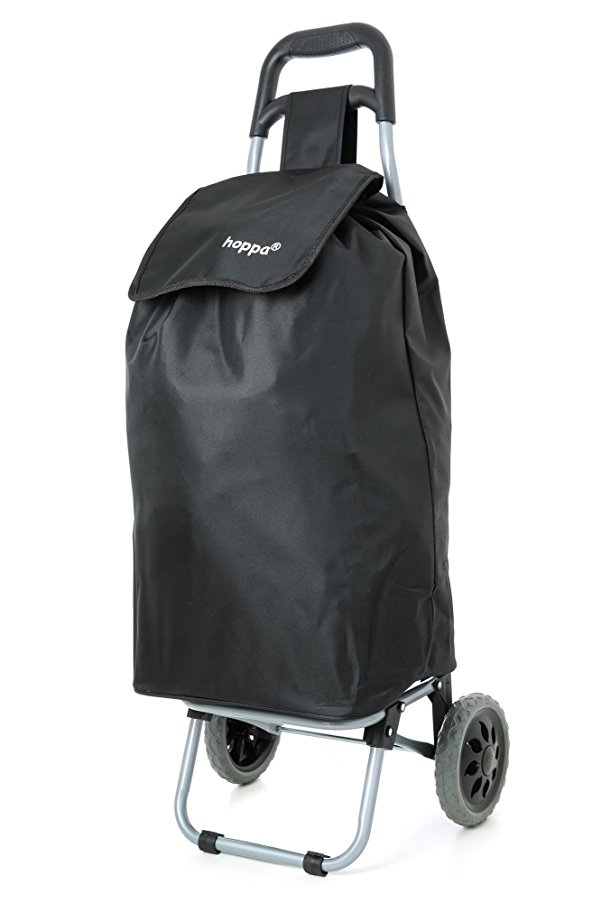 Hoppa Lightweight Shopping Trolley Folding 2 Wheel Large Capacity Shopper (Black 140)