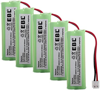 EBL Pack of 5 Cordless Phone BT18443 Batteries Replacement for V-Tech BT-18443 BT18443, BT-28443 BT28443, 89-1337-00-00 8913370000 Cordless Telephone Battery Packs