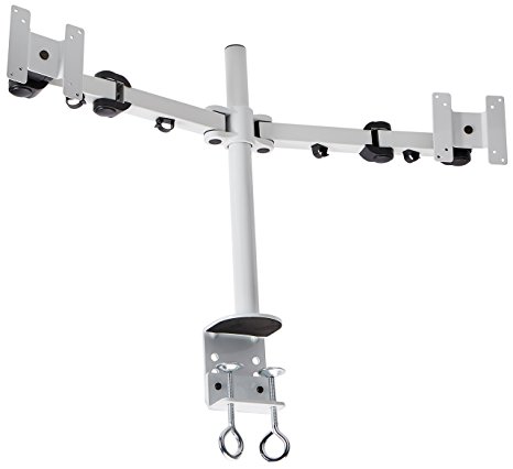 MonMount Dual LCD Monitor Stand Desk Clamp Holds Up to 24-Inch LCD Monitors, White (LCD-194W)