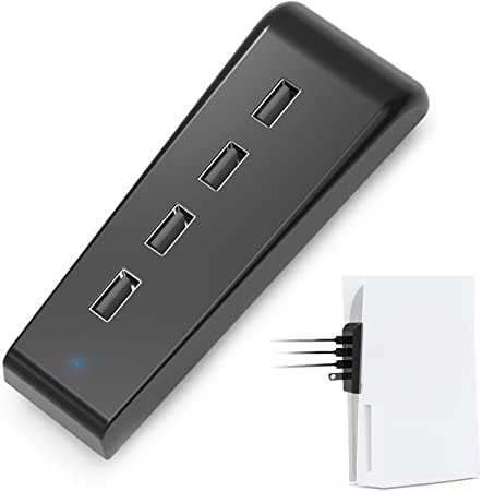 NexiGo PS5 4 Ports USB Hub, [Minimalist Design], High-Speed Data Transfer, Fast Charging Ports for DualSense Controller, Splitter Expander for Playstation 5 Disc & Digital Edition