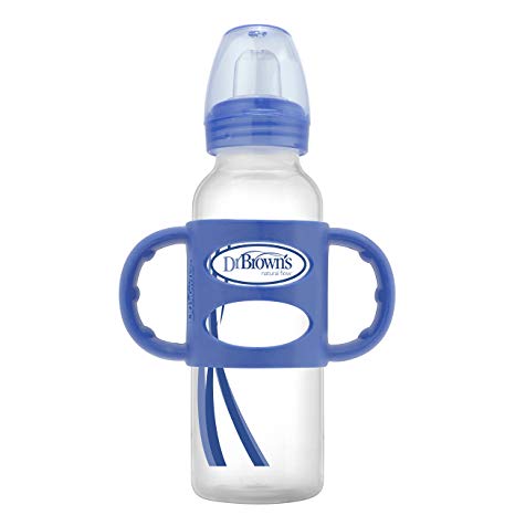 Dr. Brown's Sippy Spout Baby Bottle with 100% Silicone Handle, Blue