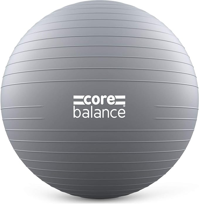 Core Balance Anti-Burst and Slip Resistant Exercise Ball - Yoga Ball for Workout Pregnancy Stability - 22-33" with Hand Pump
