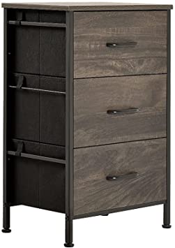 YANXUAN Storage Dresser with 3 Drawers, Wide Chest of Drawers with Wood Top and Front, Sturdy Metal Frame, Storage Dresser for Bedroom, Closets, Hallway, Entryway, Black Walnut