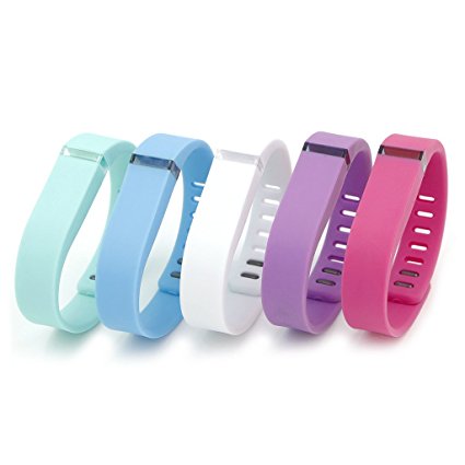 Henoda 5PCS Bright Small Replacement Wristband for Fitbit Flex Wireless Activity Sleep Band with Clasps